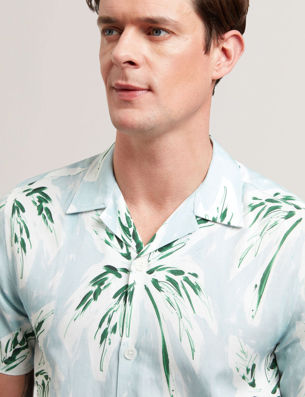 Men BOCHE - Tropical Print Linen Blend Relaxed Shirt - Ted Baker