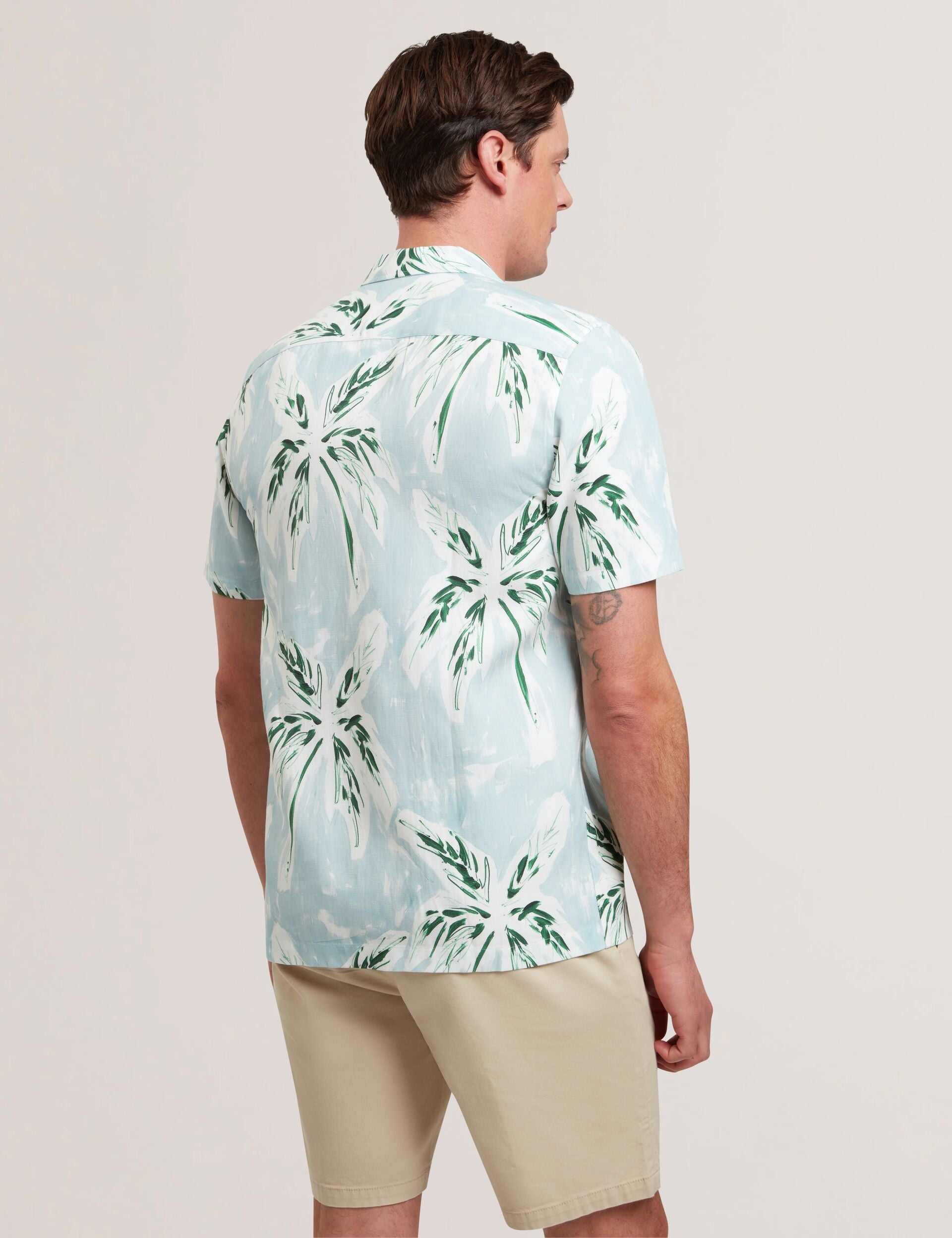 Men BOCHE - Tropical Print Linen Blend Relaxed Shirt - Ted Baker