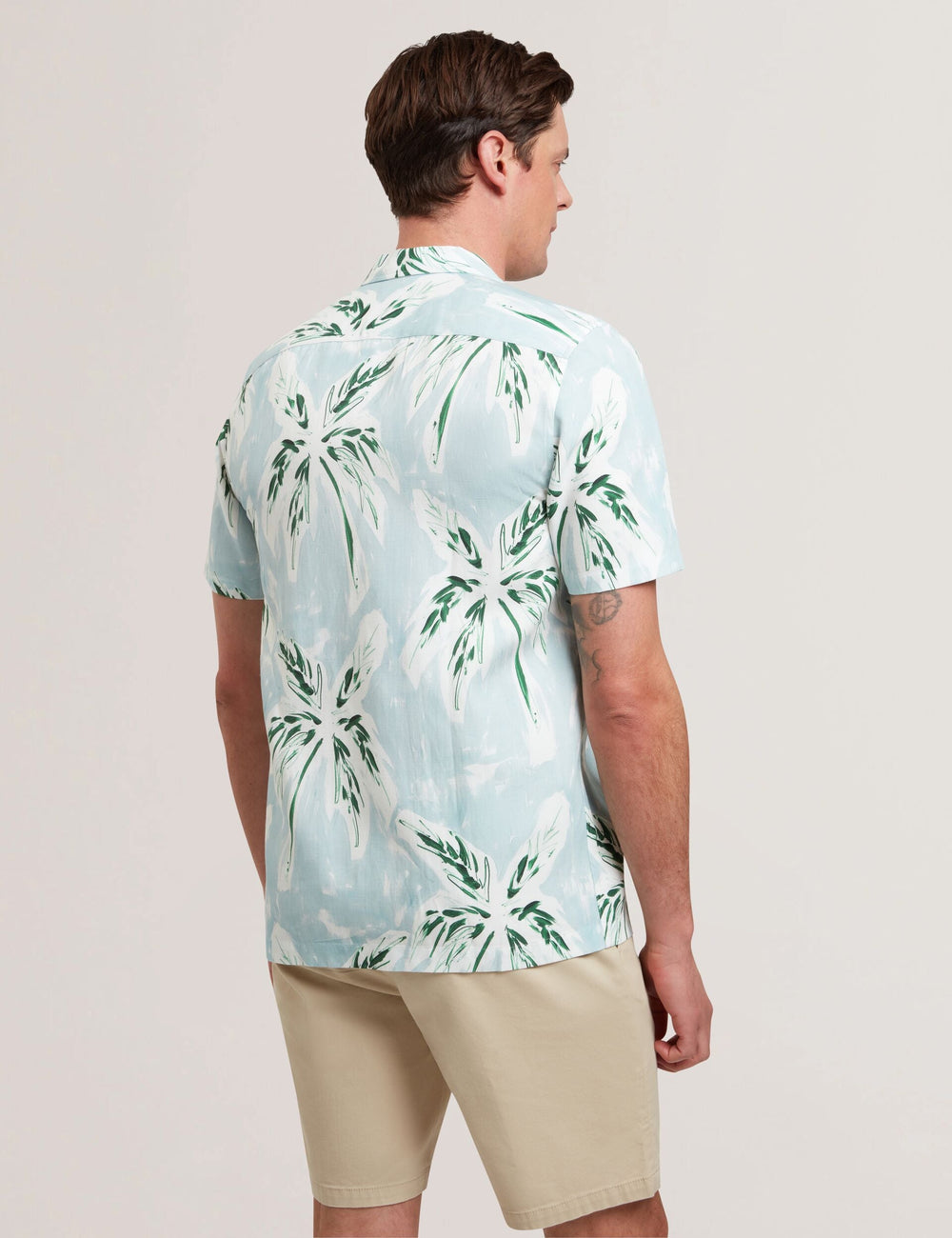 Men BOCHE - Tropical Print Linen Blend Relaxed Shirt - Ted Baker