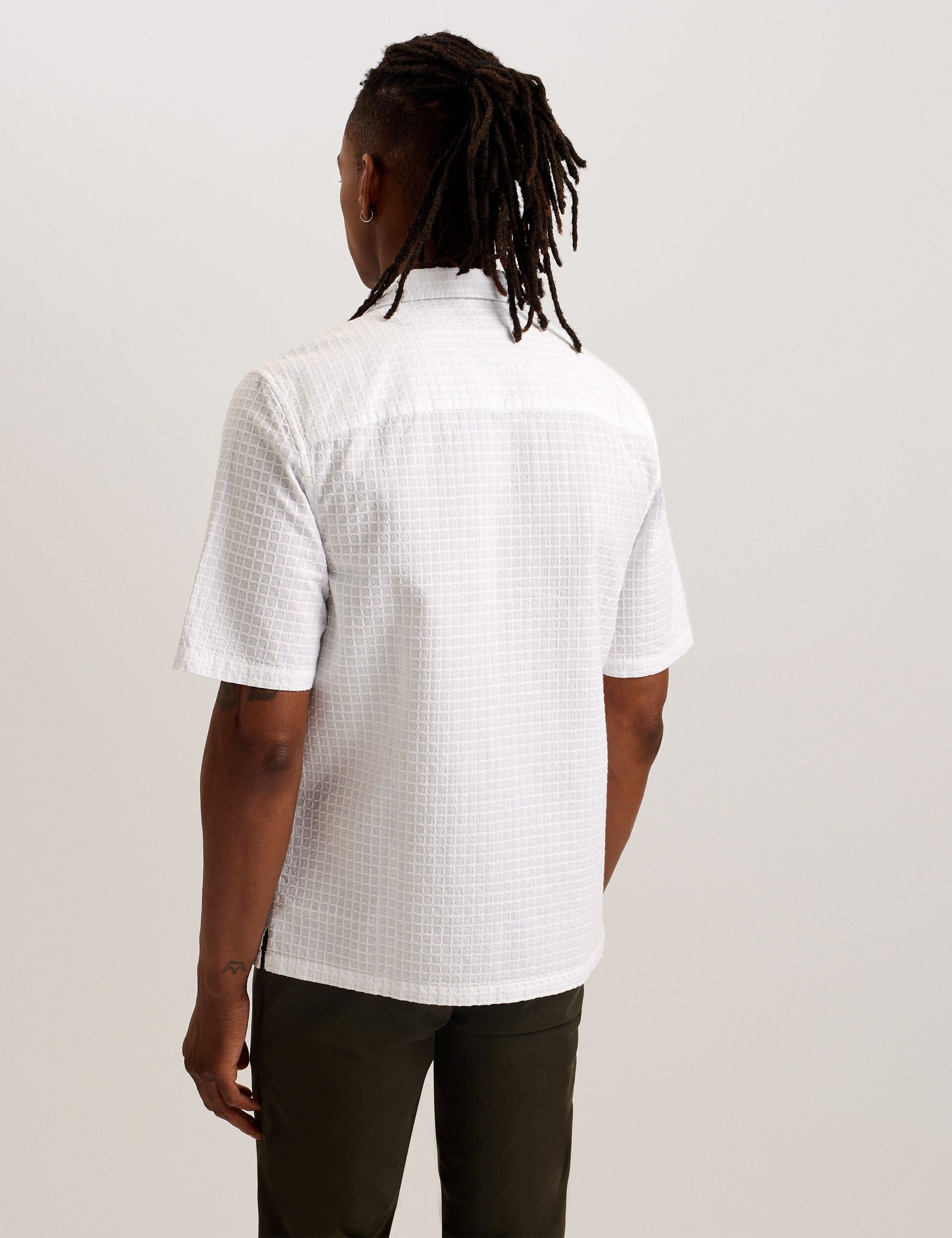 Men OISE - Textured Grid Cotton Short Sleeve Shirt - Ted Baker