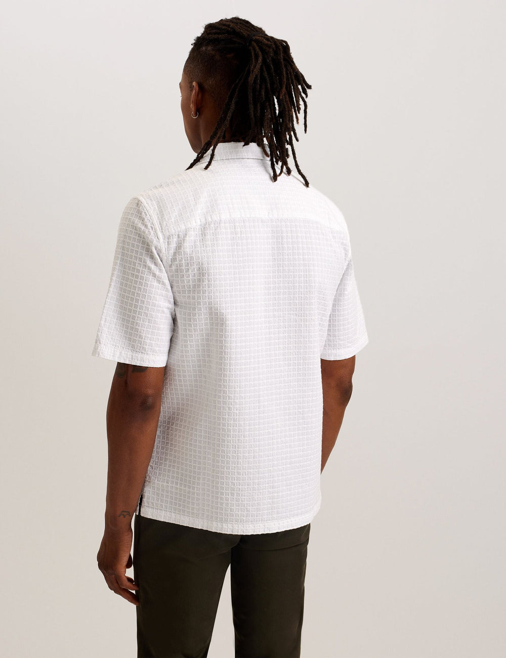 Men OISE - Textured Grid Cotton Short Sleeve Shirt - Ted Baker