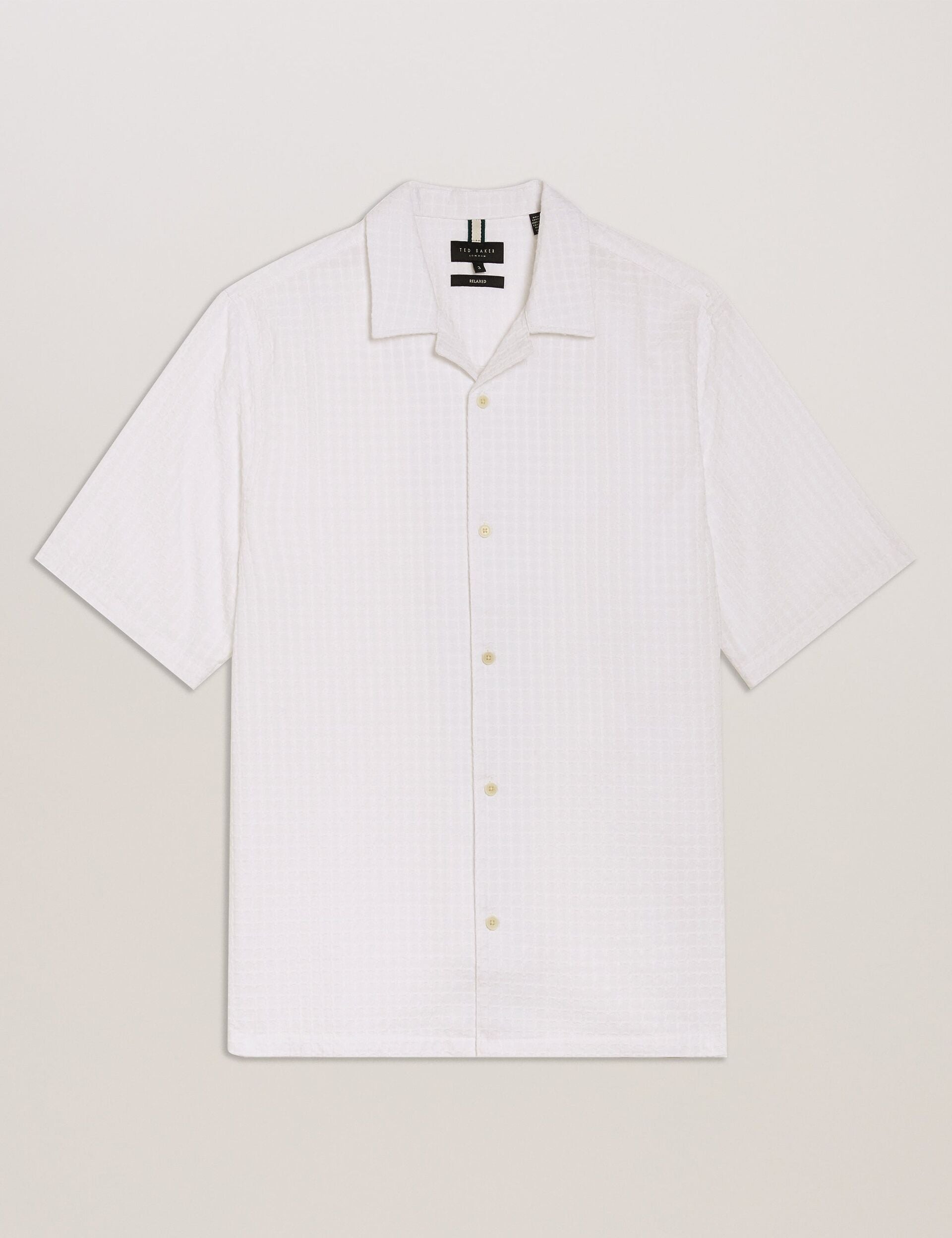 Men OISE - Textured Grid Cotton Short Sleeve Shirt - Ted Baker