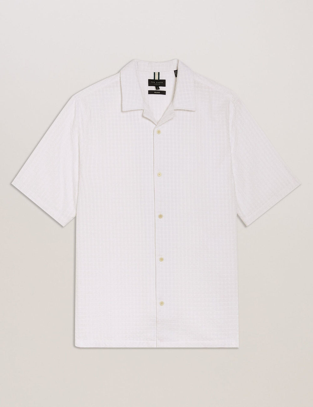 Men OISE - Textured Grid Cotton Short Sleeve Shirt - Ted Baker