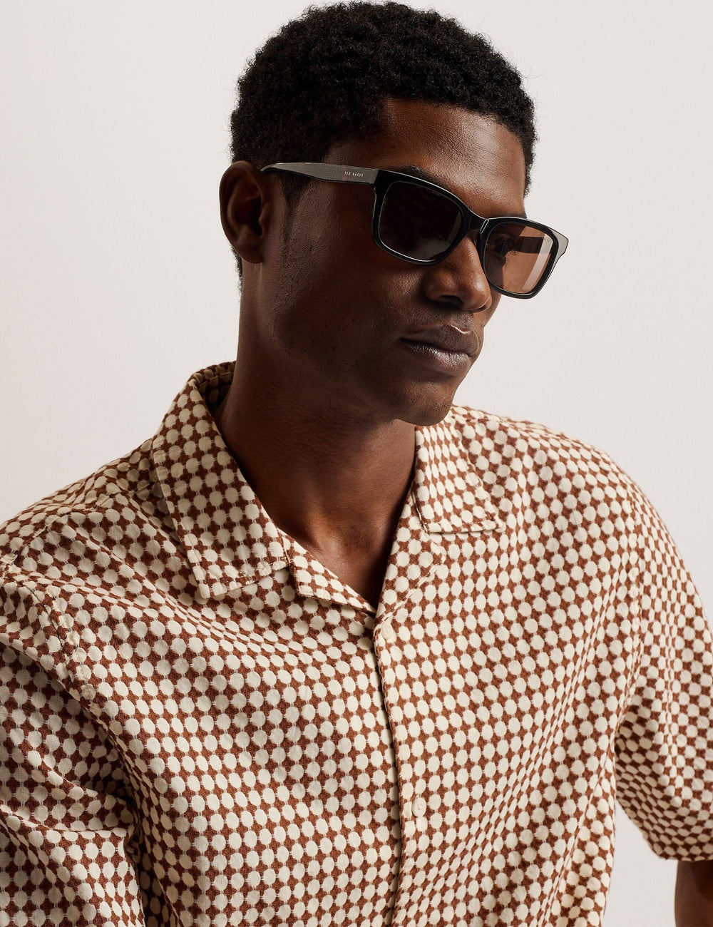 Men OISE - Textured Grid Cotton Short Sleeve Shirt - Ted Baker