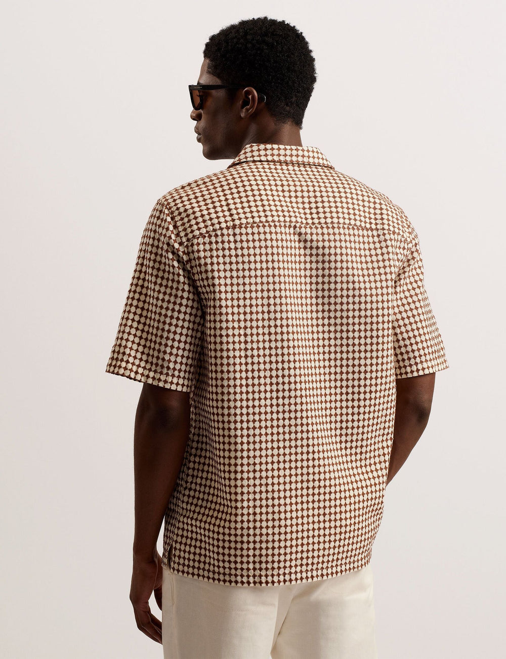 Men OISE - Textured Grid Cotton Short Sleeve Shirt - Ted Baker