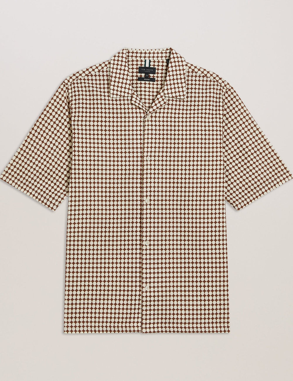 Men OISE - Textured Grid Cotton Short Sleeve Shirt - Ted Baker