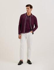 Men ELMDON - Pointelle Diamond Knitted Long Sleeve Shirt - Ted Baker