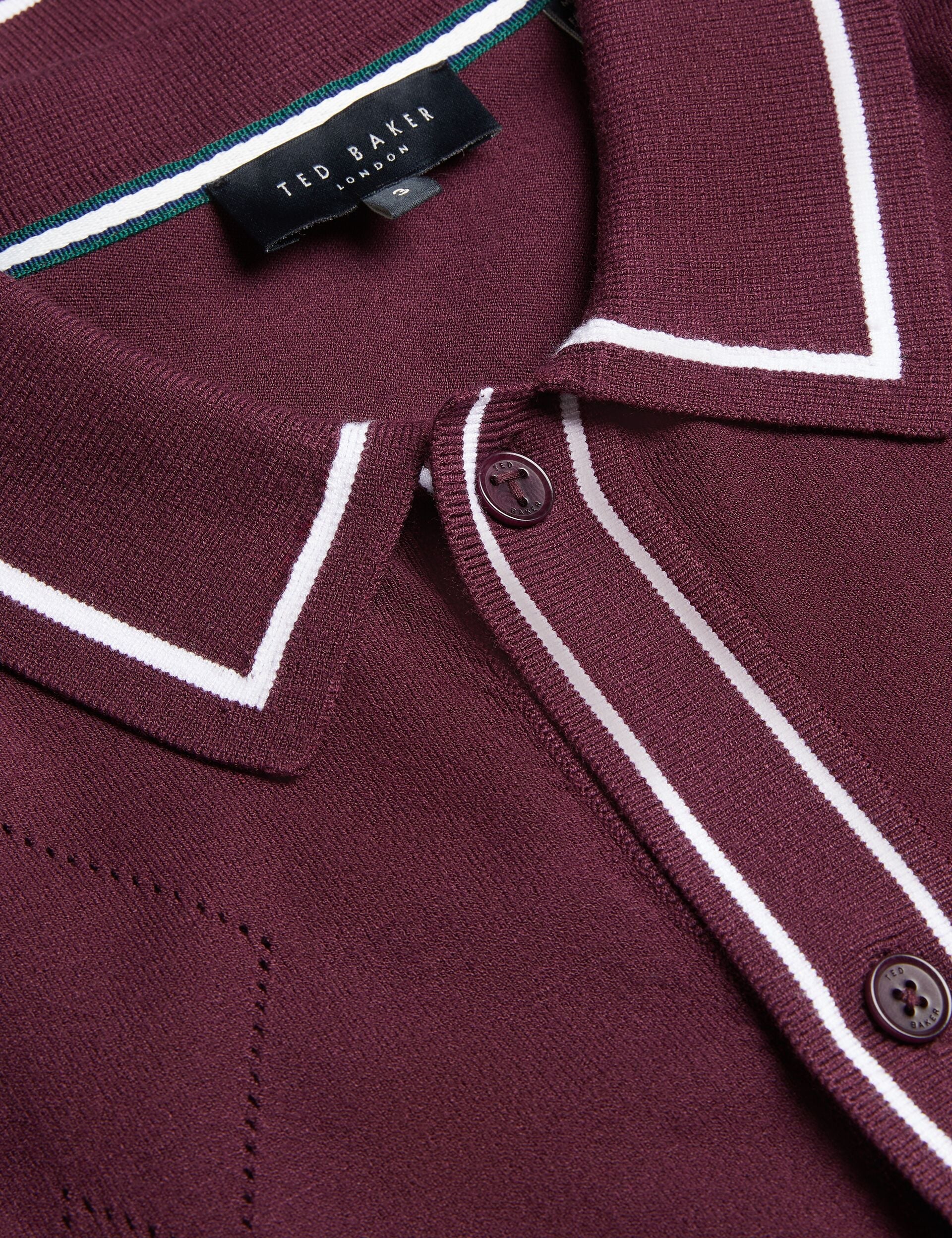 Men ELMDON - Pointelle Diamond Knitted Long Sleeve Shirt - Ted Baker