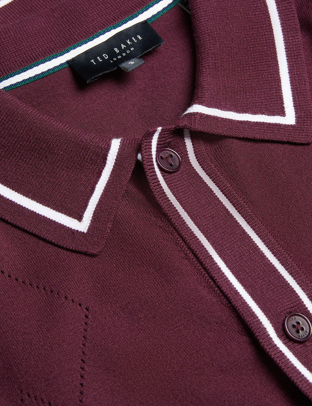 Men ELMDON - Pointelle Diamond Knitted Long Sleeve Shirt - Ted Baker