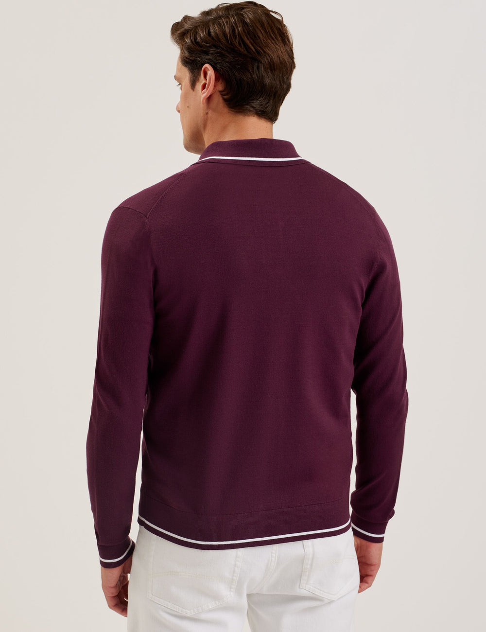 Men ELMDON - Pointelle Diamond Knitted Long Sleeve Shirt - Ted Baker