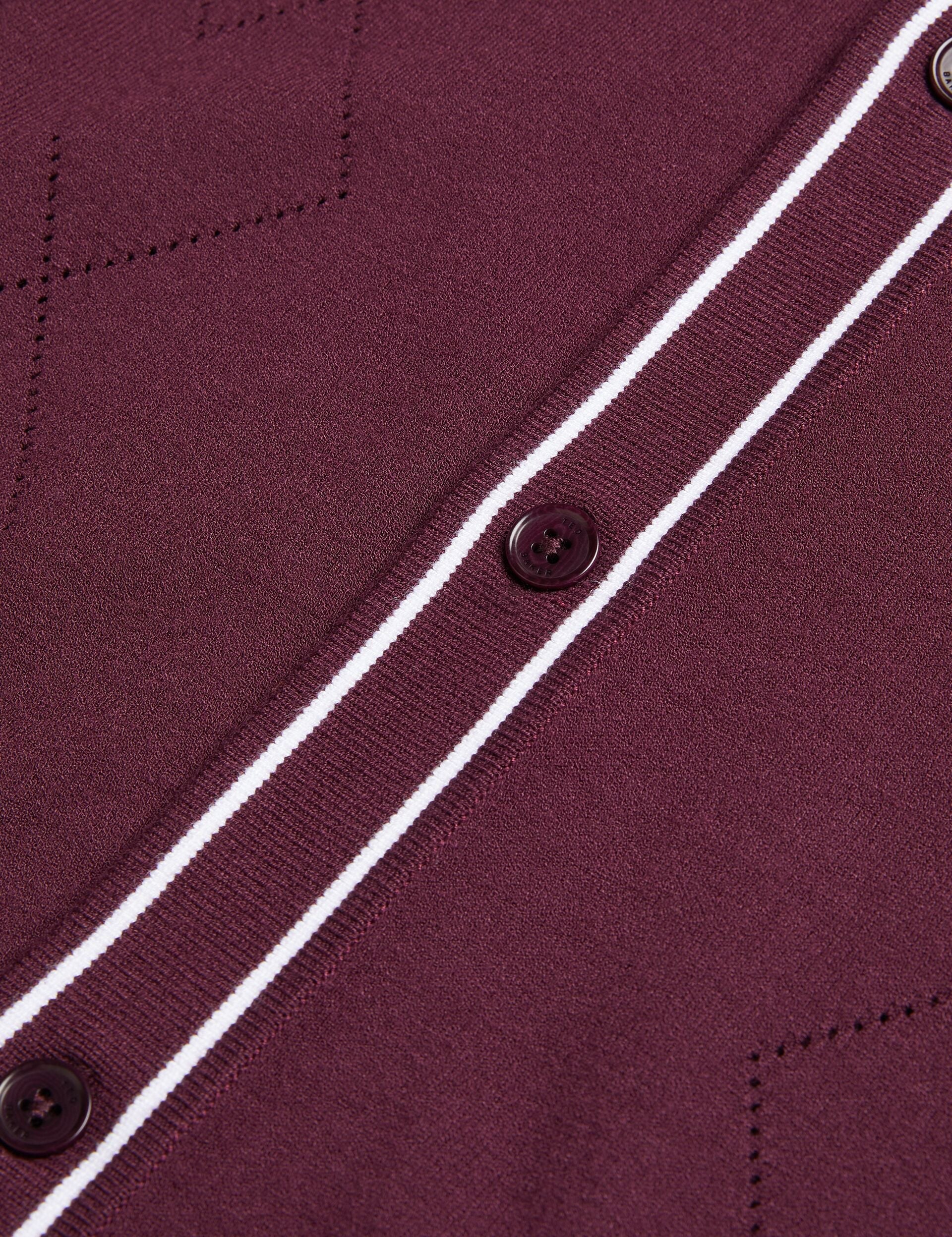 Men ELMDON - Pointelle Diamond Knitted Long Sleeve Shirt - Ted Baker