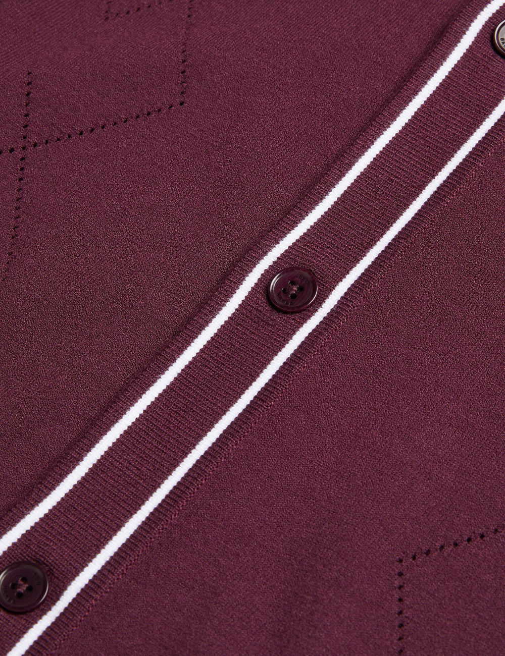 Men ELMDON - Pointelle Diamond Knitted Long Sleeve Shirt - Ted Baker
