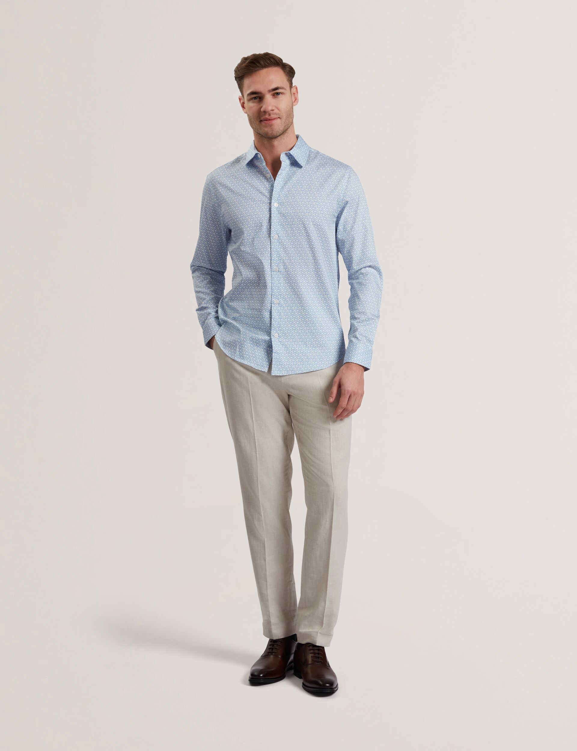 Men ALPHAIS - Regular Fit Geometric Pure Cotton Shirt - Ted Baker