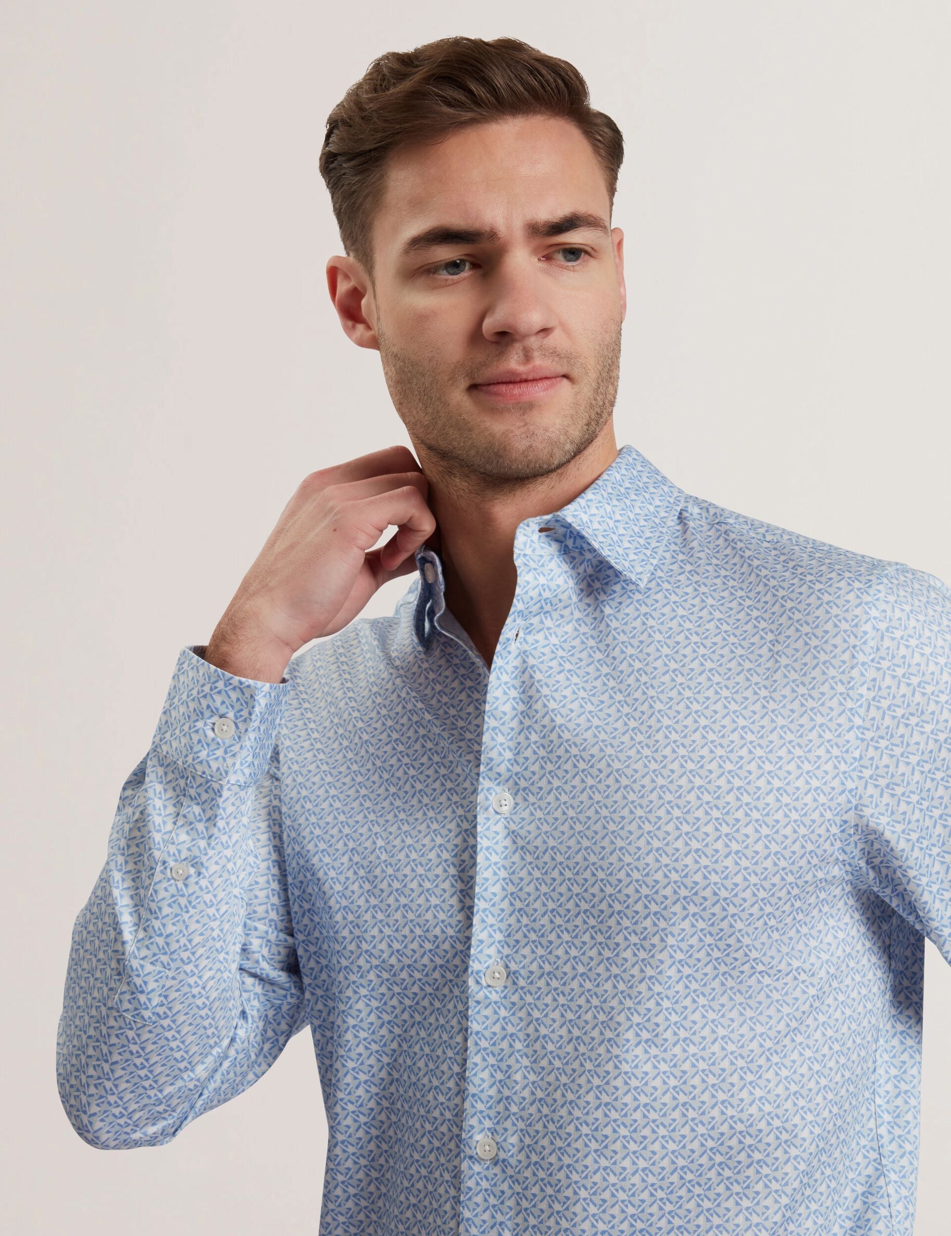 Men ALPHAIS - Regular Fit Geometric Pure Cotton Shirt - Ted Baker