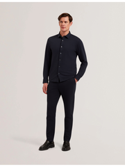 Men LUCKEY - Long Sleeve Pique Cotton Jersey Shirt - Ted Baker
