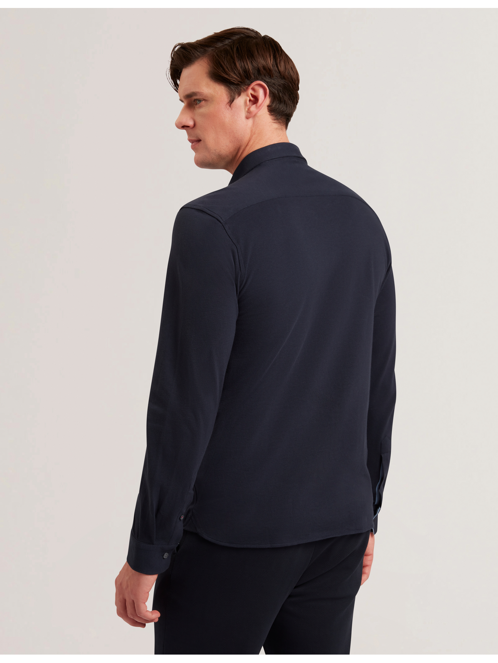 Men LUCKEY - Long Sleeve Pique Cotton Jersey Shirt - Ted Baker