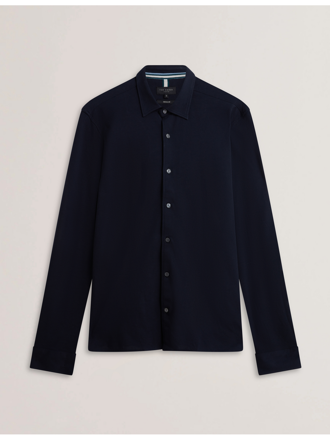 Men LUCKEY - Long Sleeve Pique Cotton Jersey Shirt - Ted Baker