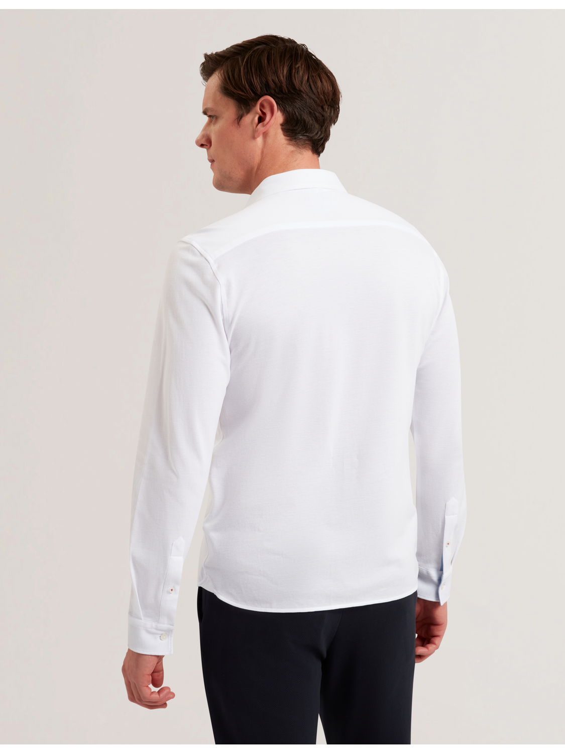 Men LUCKEY - Long Sleeve Pique Cotton Jersey Shirt - Ted Baker