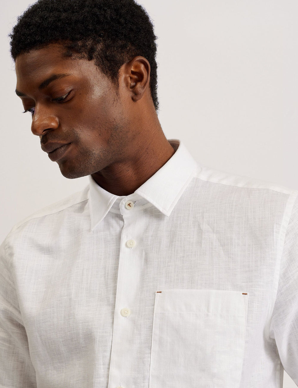 Men PALOMAS - Short Sleeve Textured Linen Cotton Shirt - Ted Baker