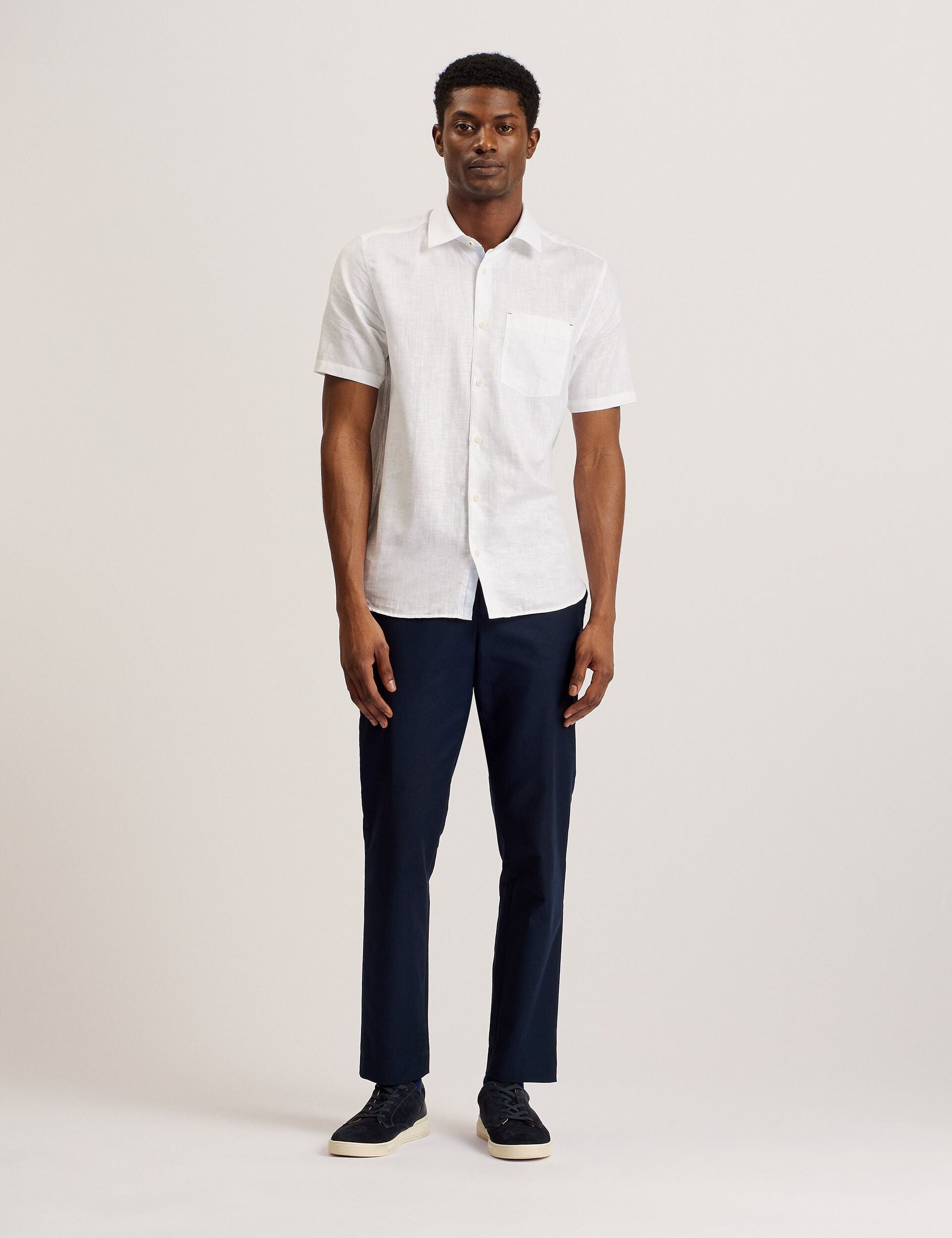 Men PALOMAS - Short Sleeve Textured Linen Cotton Shirt - Ted Baker