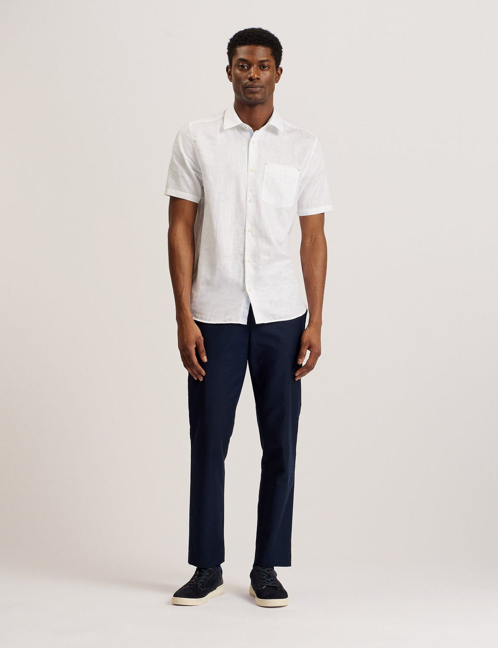 Men PALOMAS - Short Sleeve Textured Linen Cotton Shirt - Ted Baker
