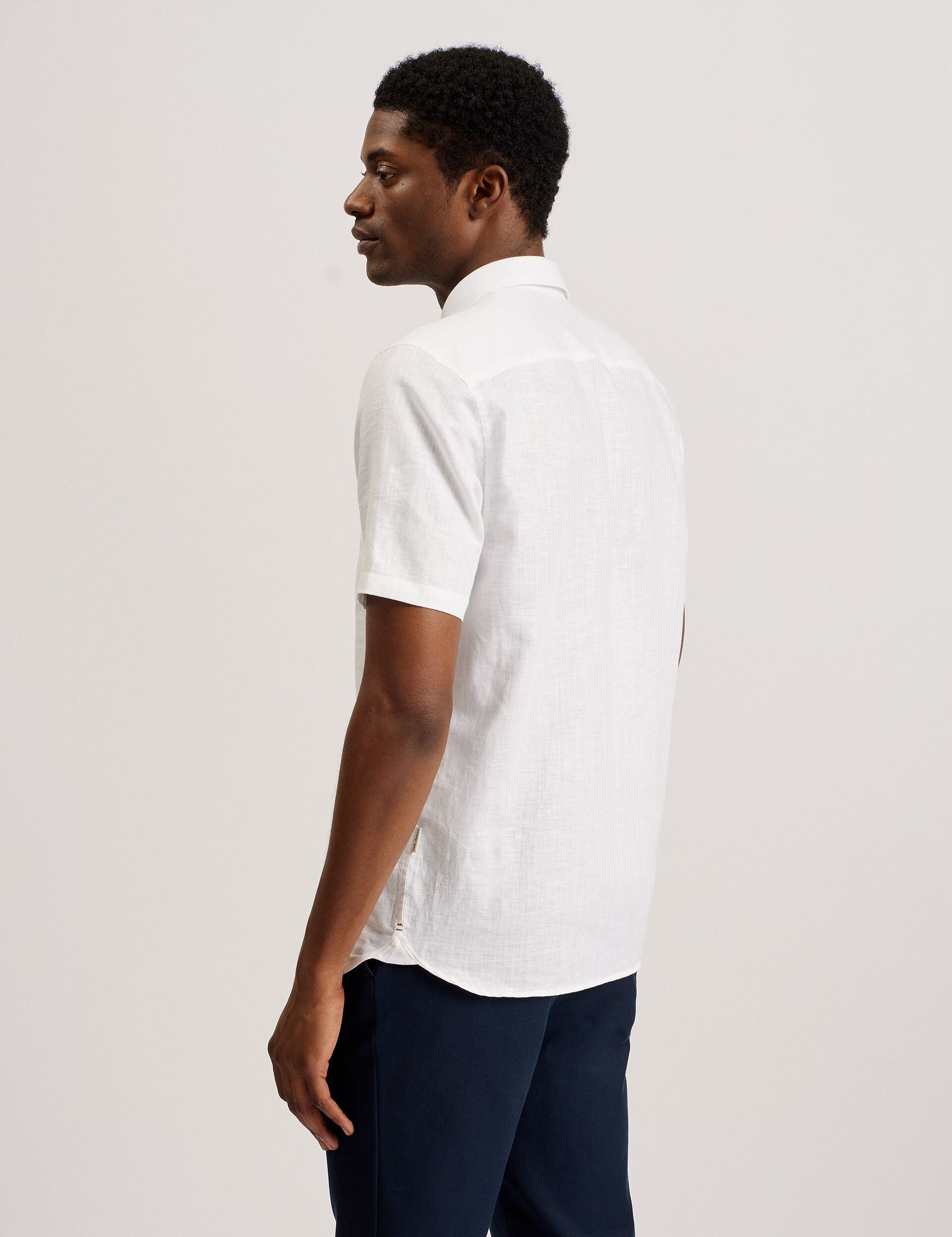 Men PALOMAS - Short Sleeve Textured Linen Cotton Shirt - Ted Baker