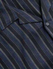 Men FRANCOI - Striped Cotton Linen Short Sleeve Shirt - Ted Baker