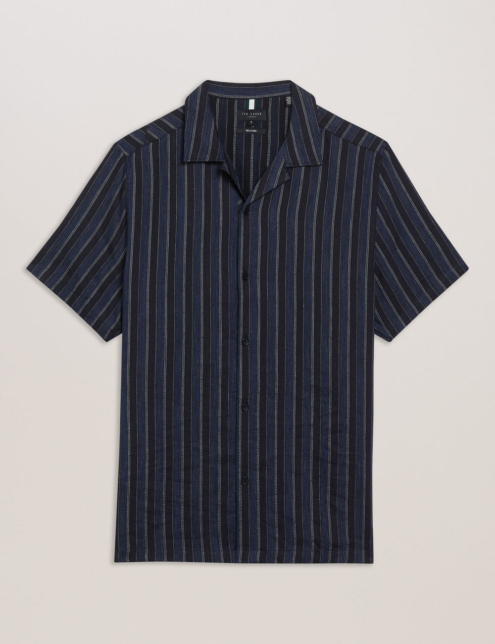 Men FRANCOI - Striped Cotton Linen Short Sleeve Shirt - Ted Baker