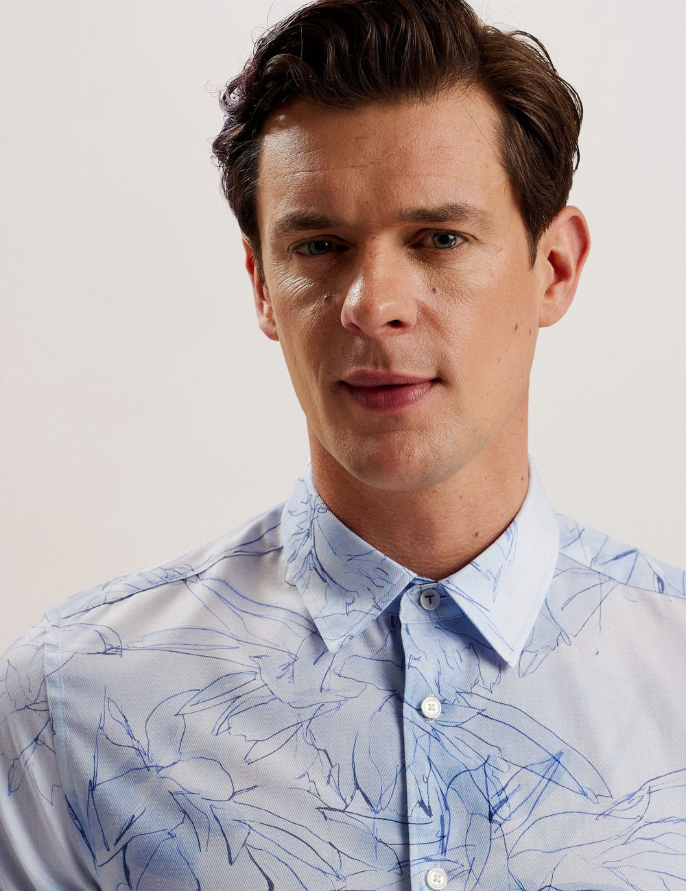 Men WALESBY - Sketched Floral Print Cotton Shirt - Ted Baker