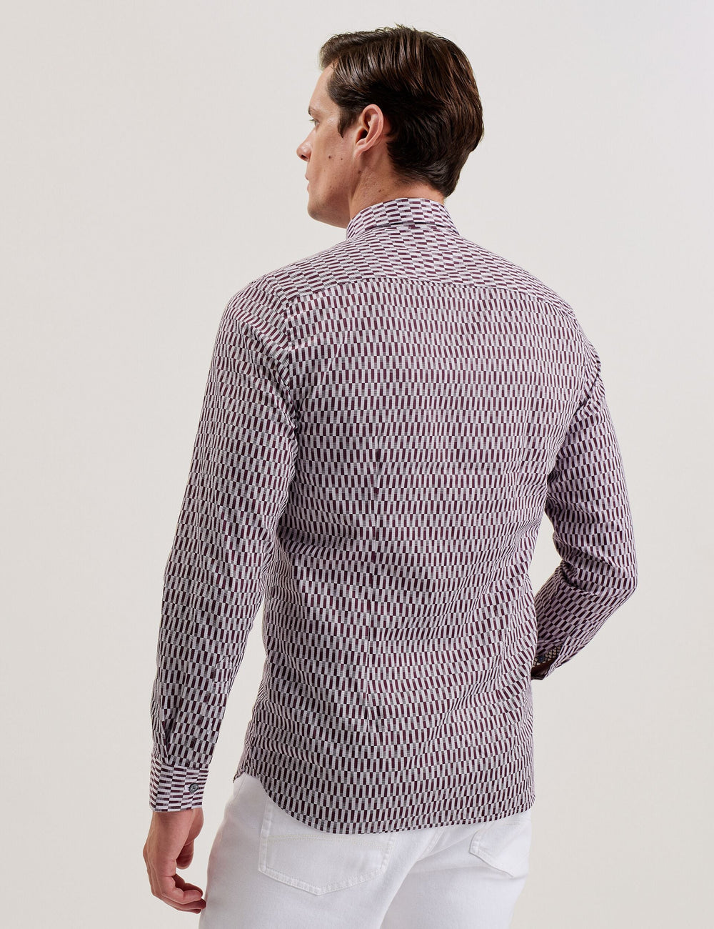 Men FRESTIN - Geometric Pattern Slim Long Sleeve Shirt - Ted Baker