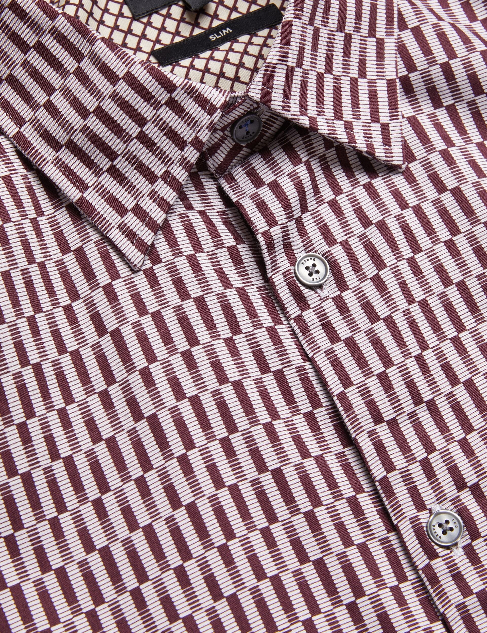 Men FRESTIN - Geometric Pattern Slim Long Sleeve Shirt - Ted Baker