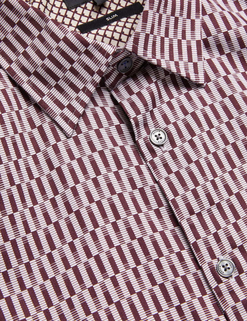 Men FRESTIN - Geometric Pattern Slim Long Sleeve Shirt - Ted Baker