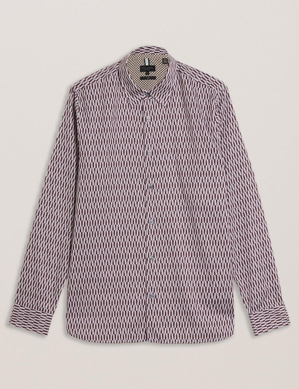 Men FRESTIN - Geometric Pattern Slim Long Sleeve Shirt - Ted Baker