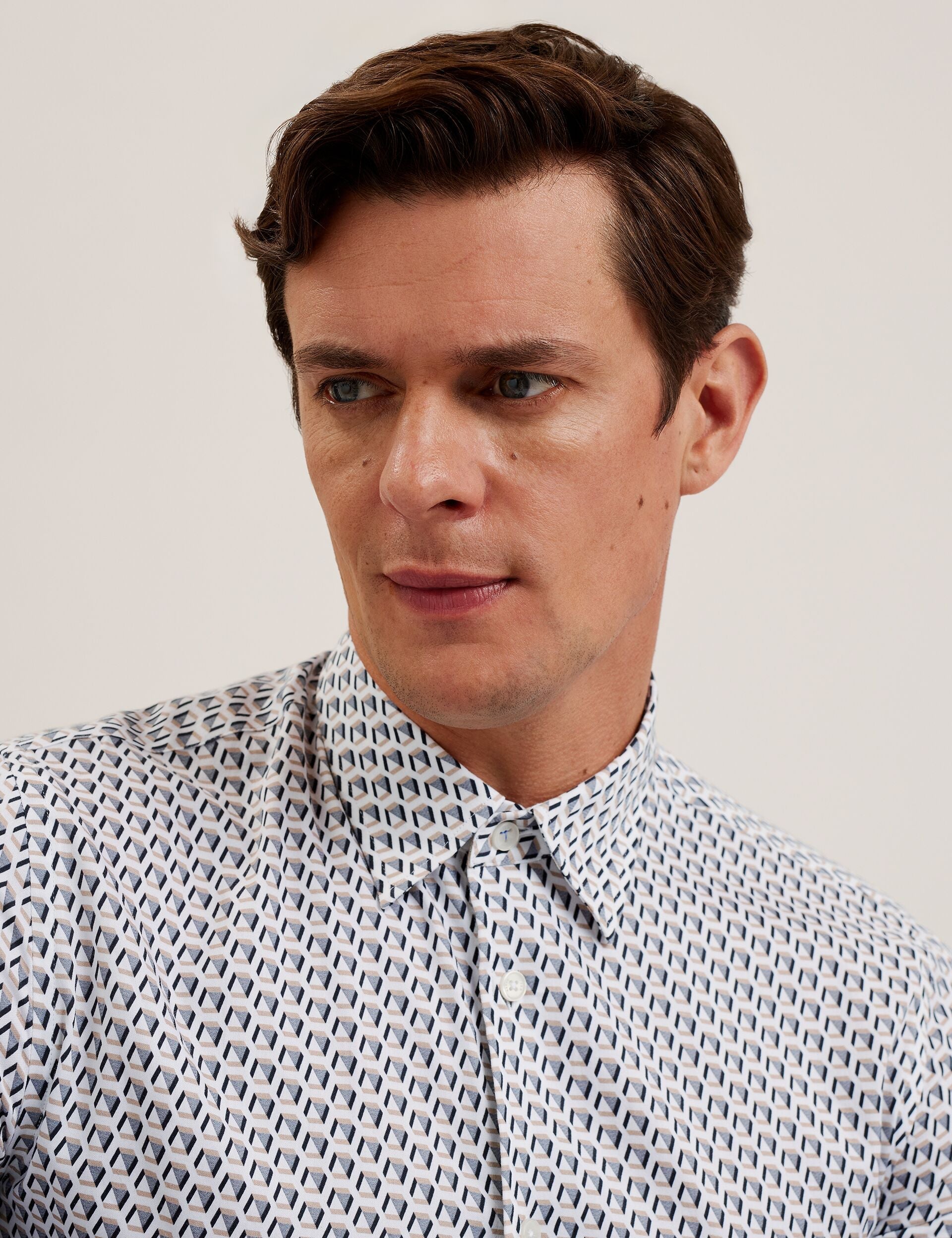 Men JOSHHY - Slim Fit Geometric Long Sleeve Shirt - Ted Baker