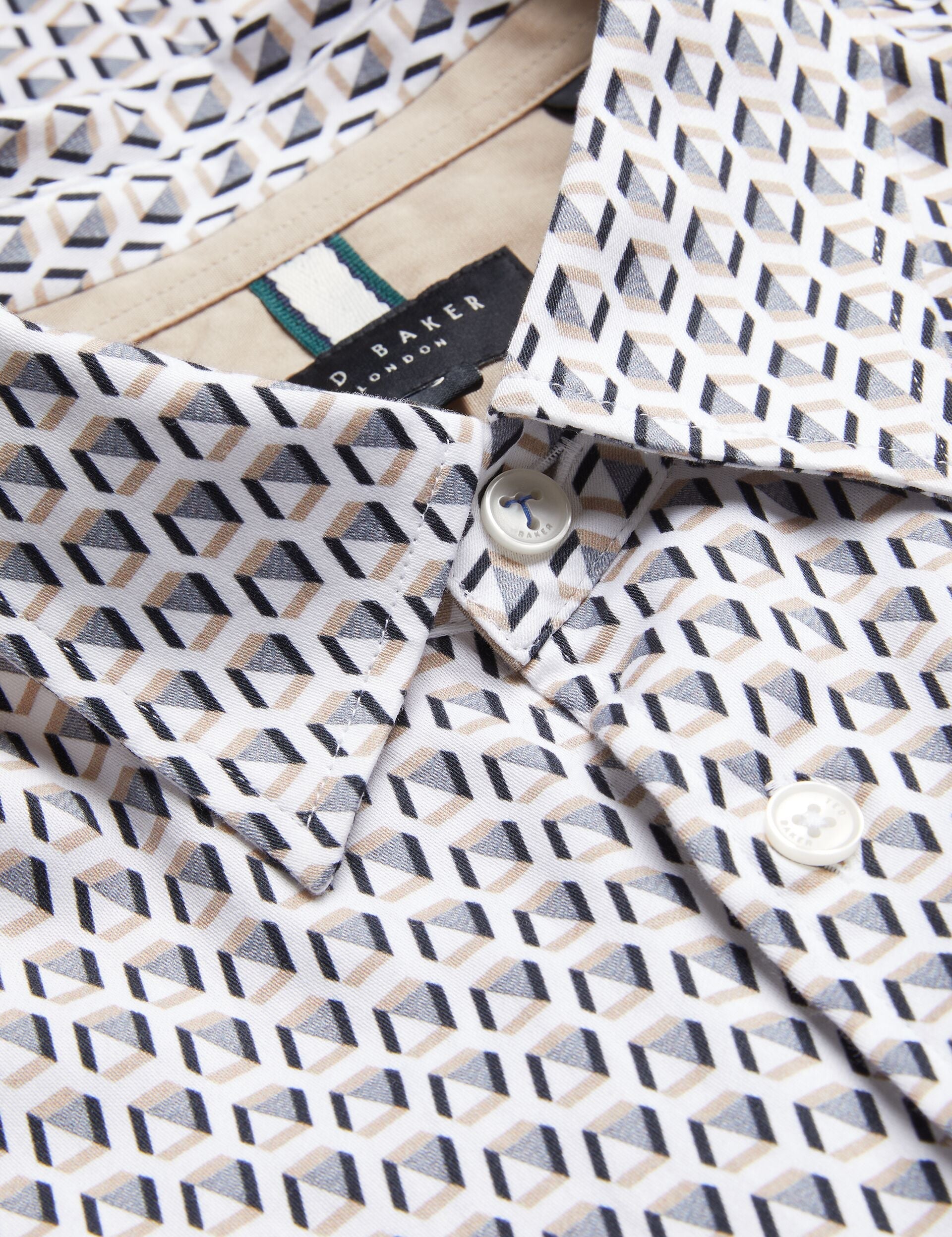 Men JOSHHY - Slim Fit Geometric Long Sleeve Shirt - Ted Baker