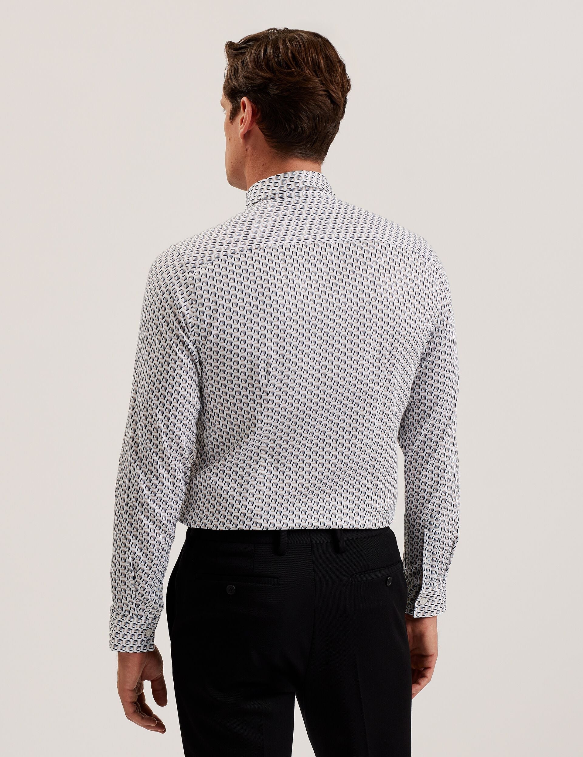 Men JOSHHY - Slim Fit Geometric Long Sleeve Shirt - Ted Baker