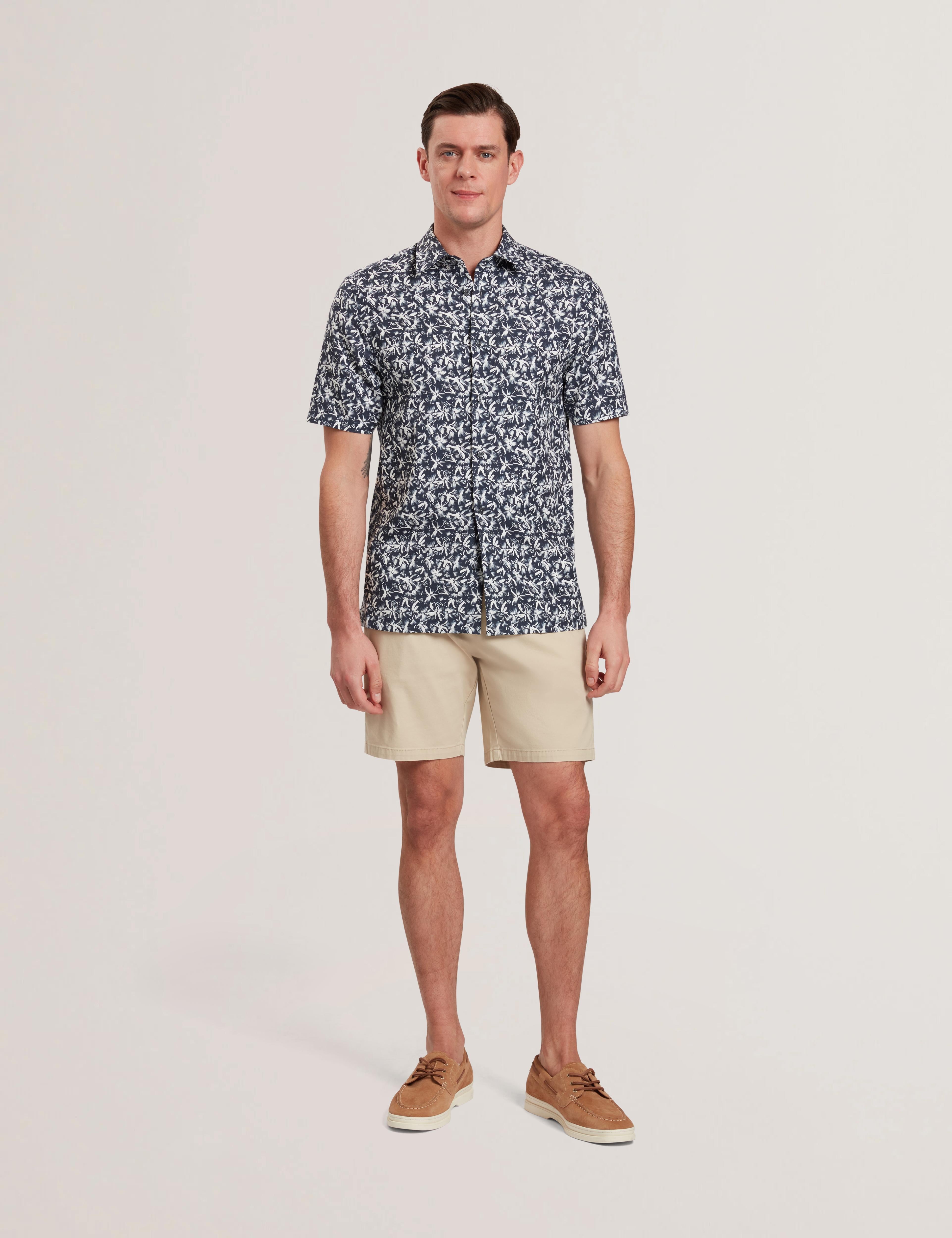 Men TAVARO - Short Sleeve Abstract Floral Print Shirt - Ted Baker