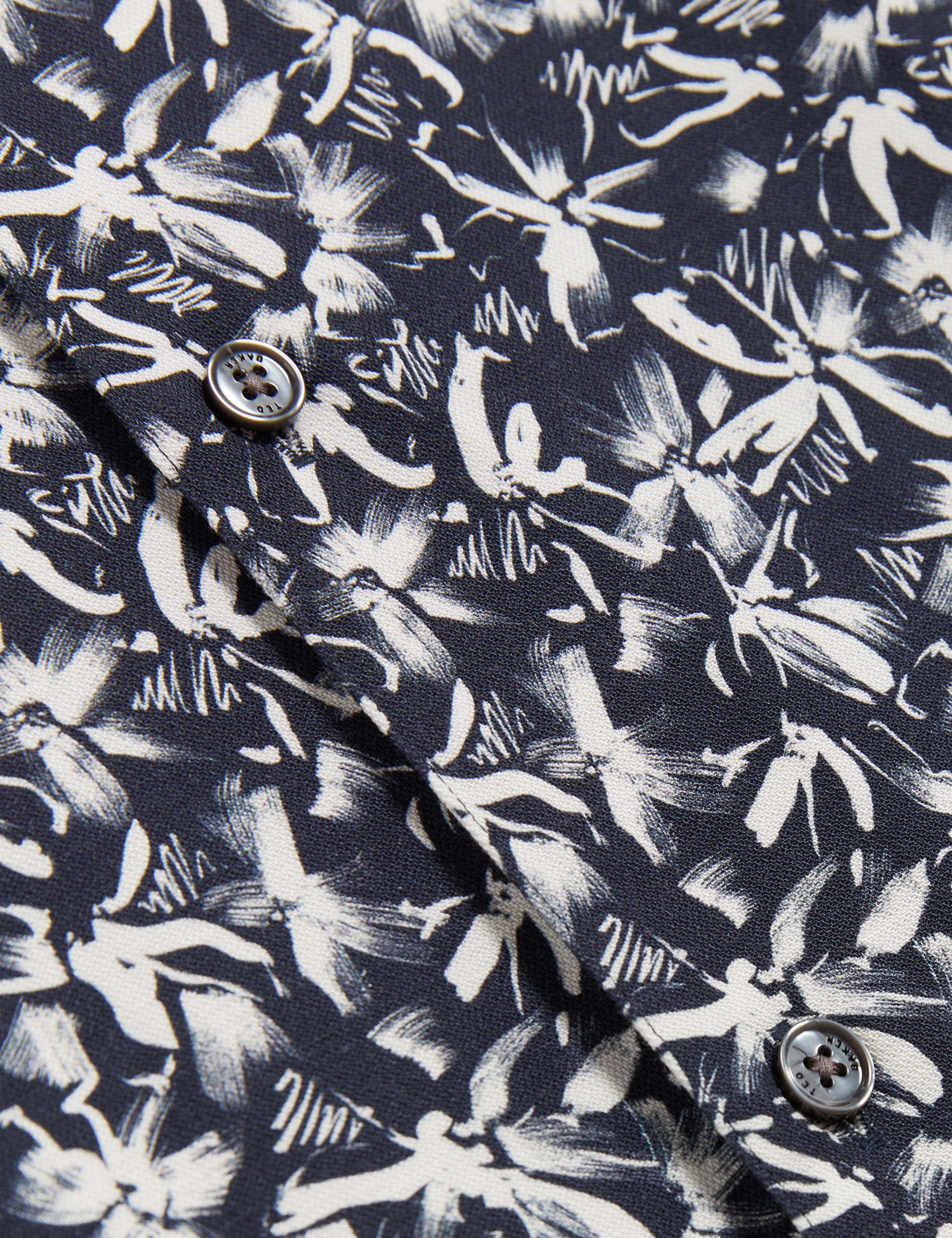 Men TAVARO - Short Sleeve Abstract Floral Print Shirt - Ted Baker