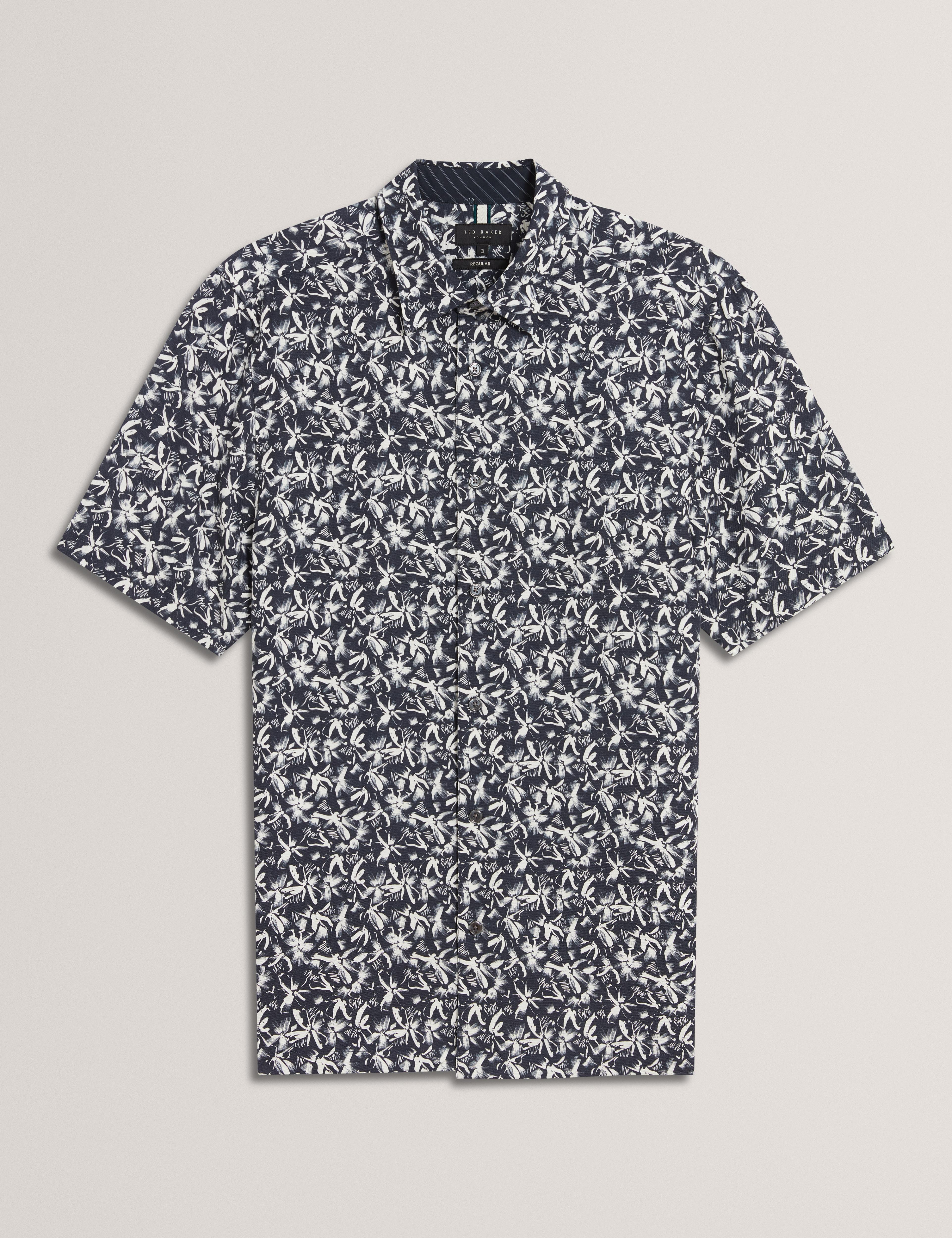 Men TAVARO - Short Sleeve Abstract Floral Print Shirt - Ted Baker