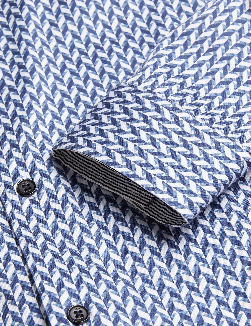 Men LACEBY - Geometric Print Long Sleeve Slim Shirt - Ted Baker