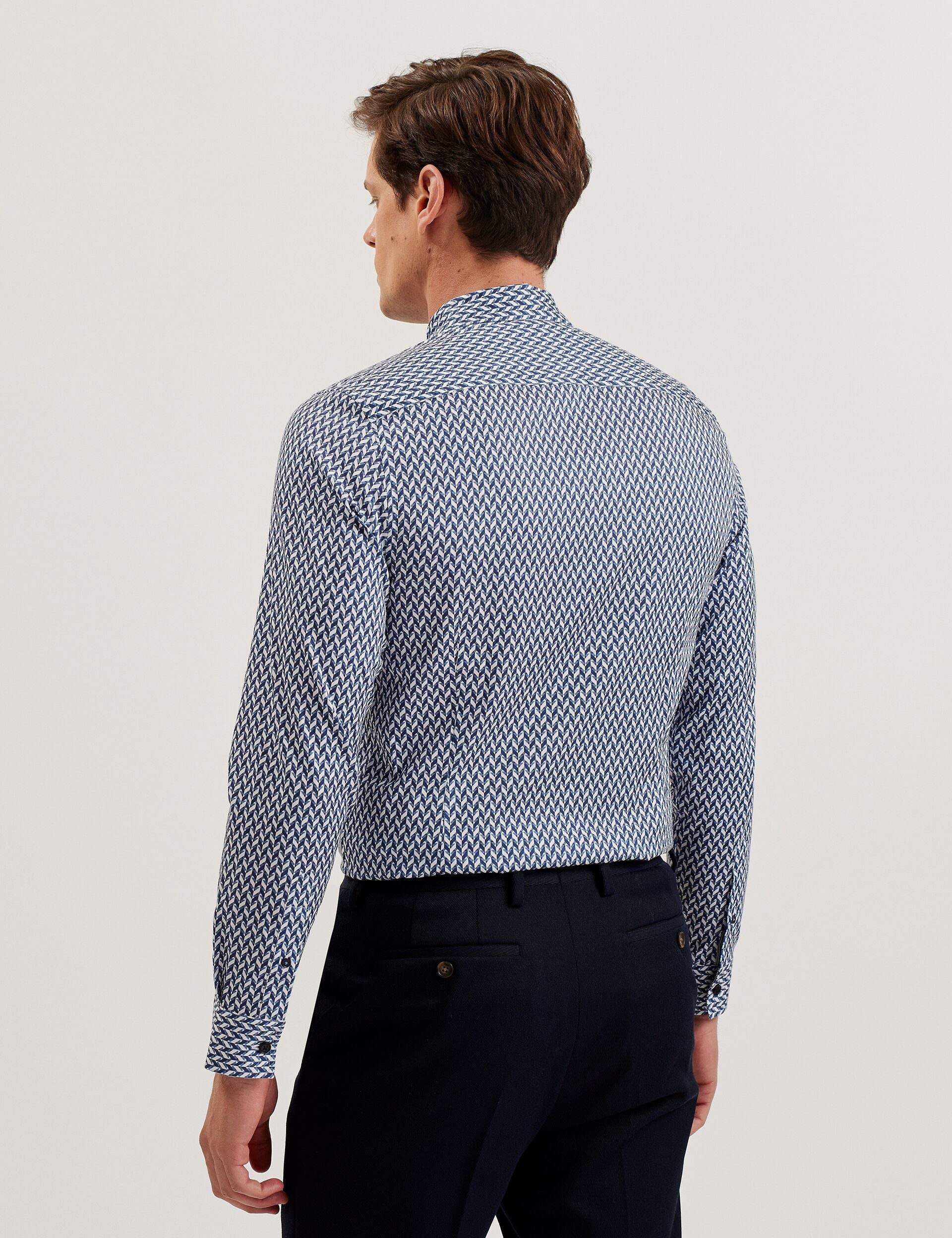 Men LACEBY - Geometric Print Long Sleeve Slim Shirt - Ted Baker