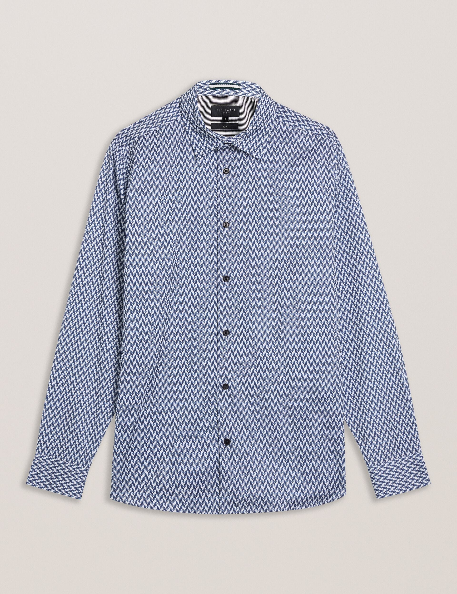Men LACEBY - Geometric Print Long Sleeve Slim Shirt - Ted Baker