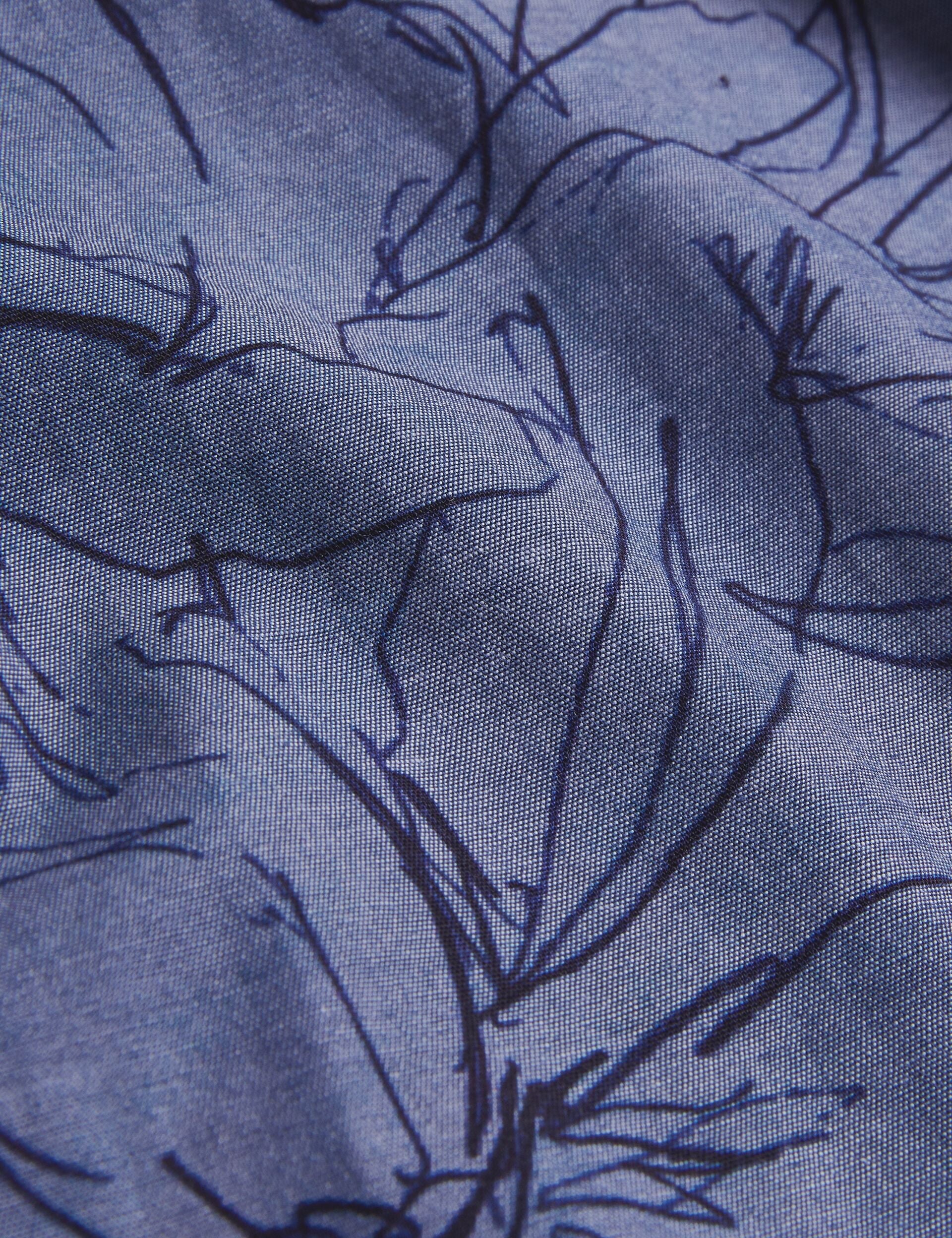 Men TERRONI - Short Sleeve Floral Chambray Cotton Shirt - Ted Baker