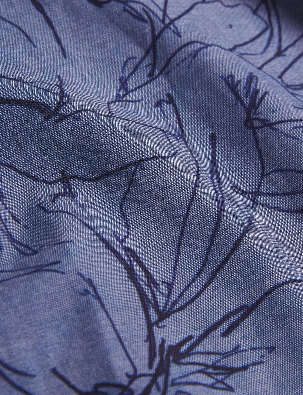 Men TERRONI - Short Sleeve Floral Chambray Cotton Shirt - Ted Baker