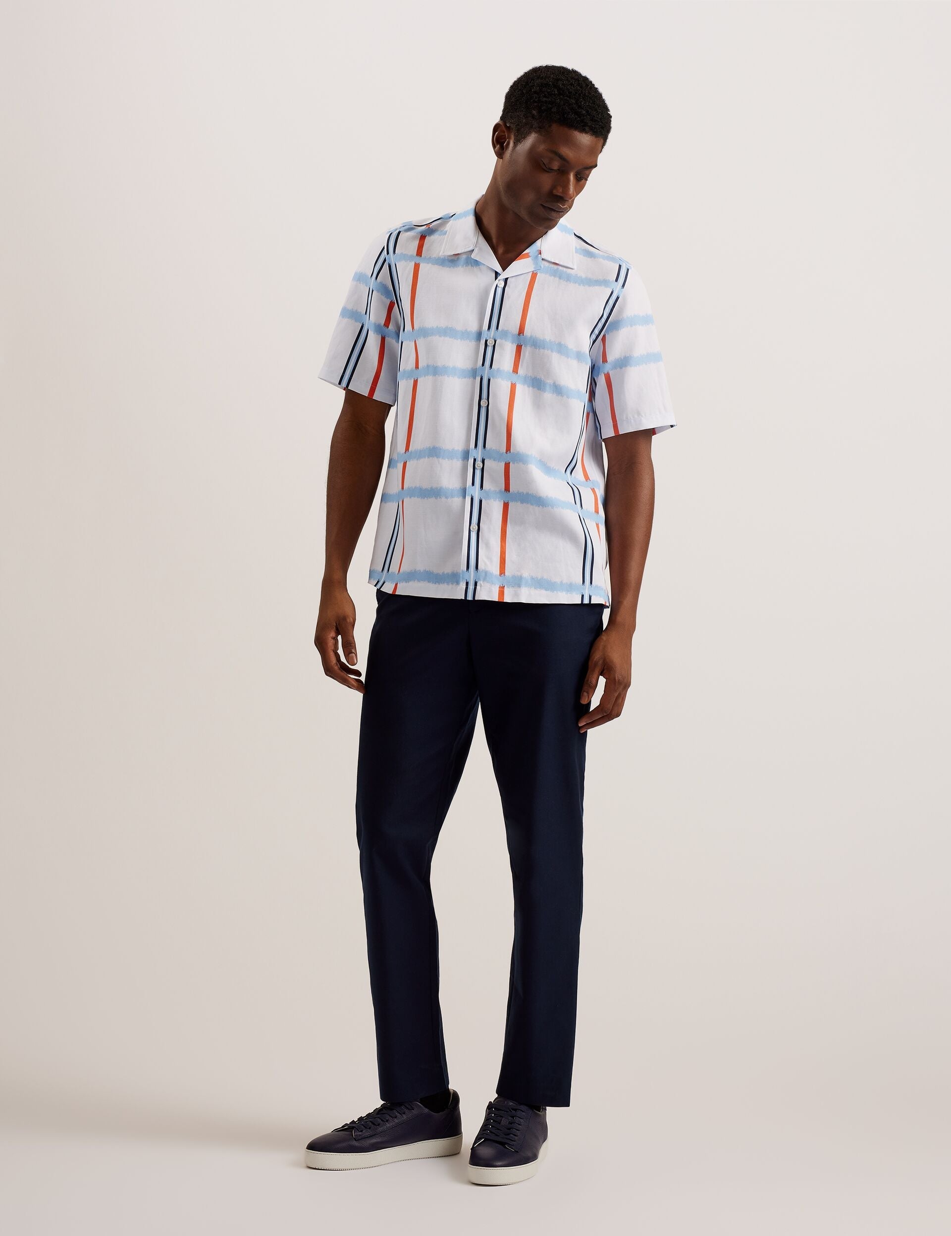 Men GARDON - Check Print Relaxed Short Sleeve Shirt - Ted Baker