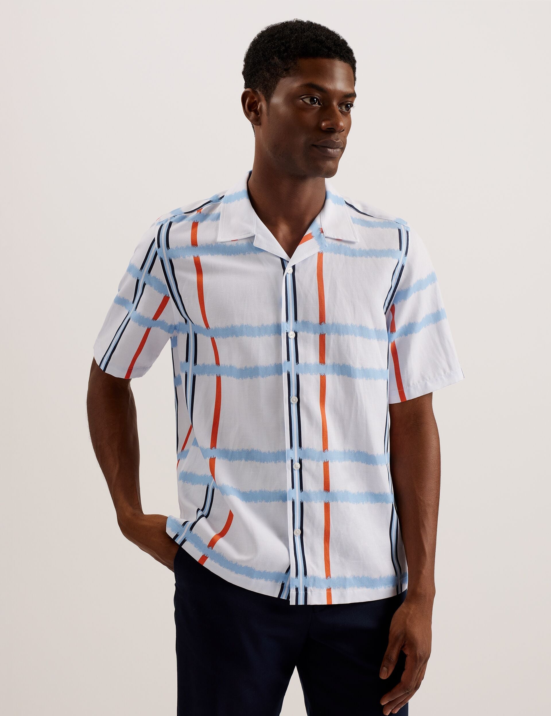 Men GARDON - Check Print Relaxed Short Sleeve Shirt - Ted Baker