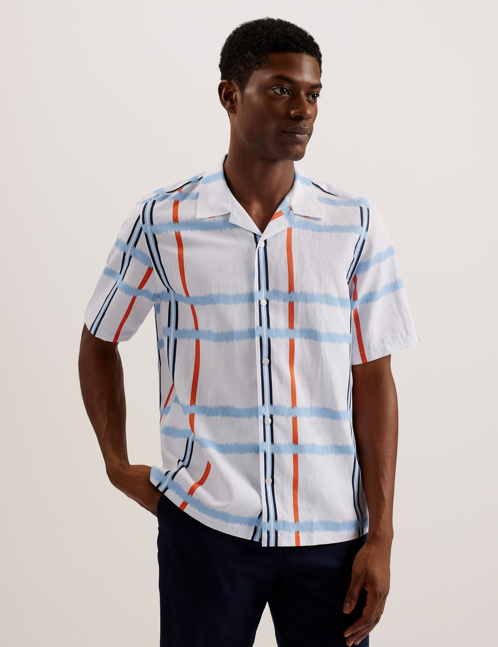 Men GARDON - Check Print Relaxed Short Sleeve Shirt - Ted Baker