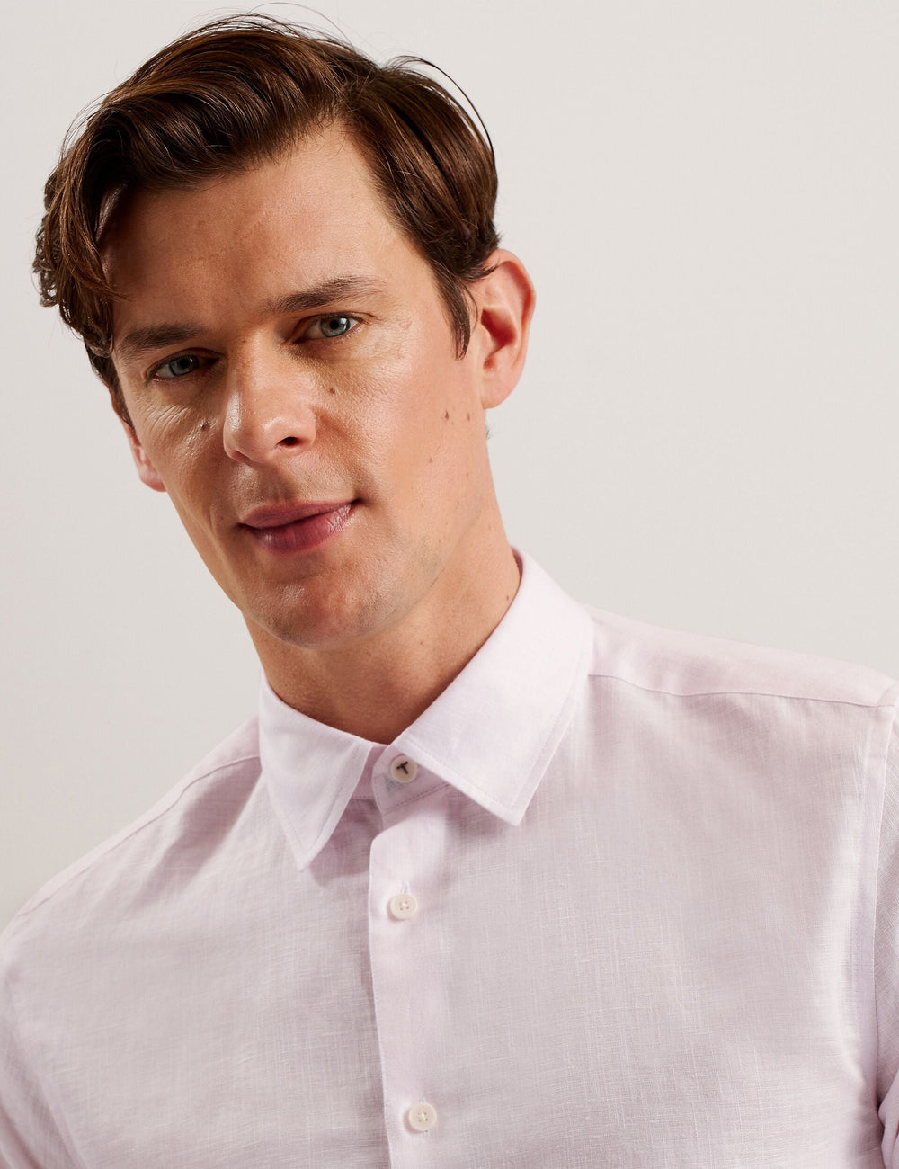 Men ROMEOS - Regular Fit Cotton Linen Long Sleeve Shirt - Ted Baker