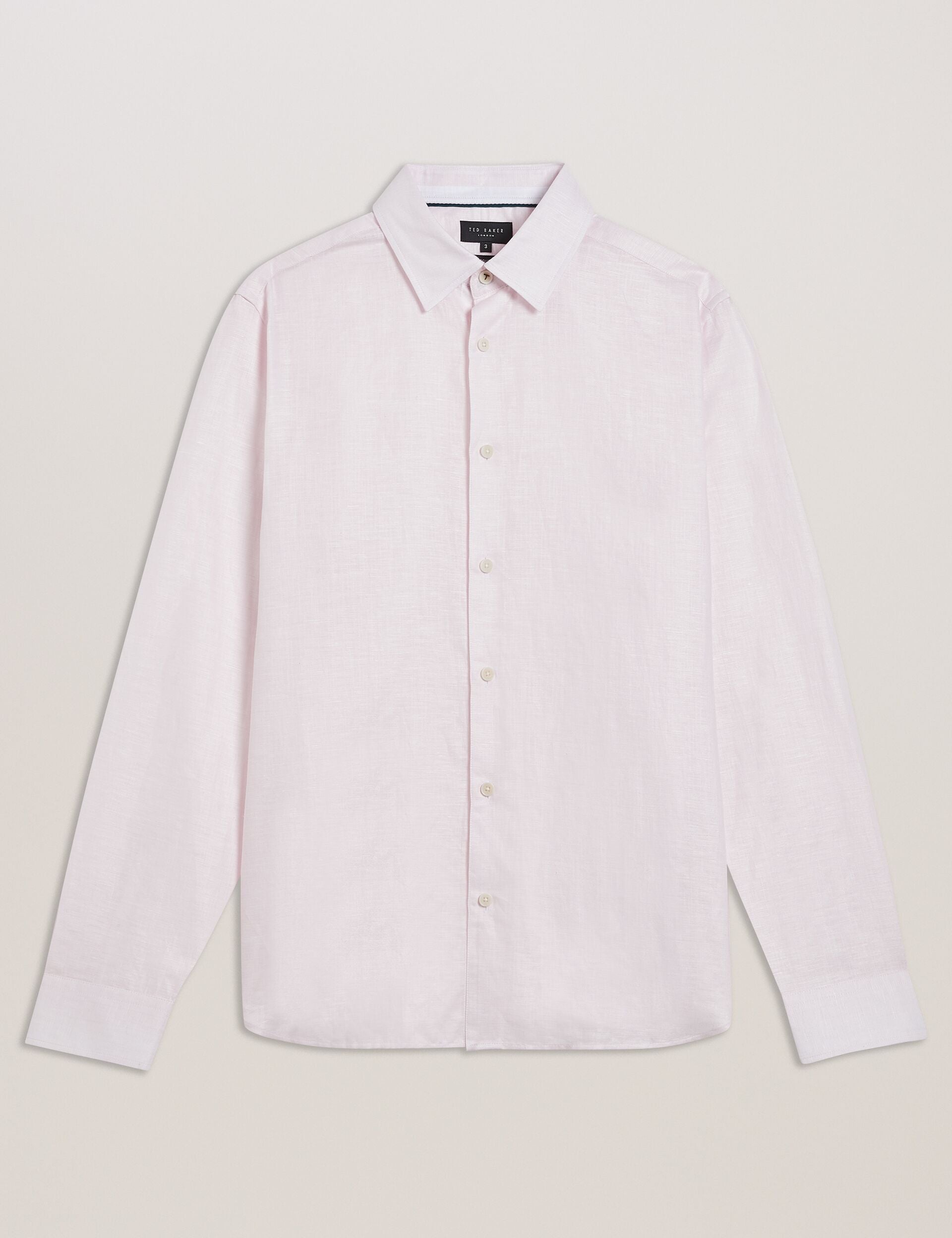 Men ROMEOS - Regular Fit Cotton Linen Long Sleeve Shirt - Ted Baker