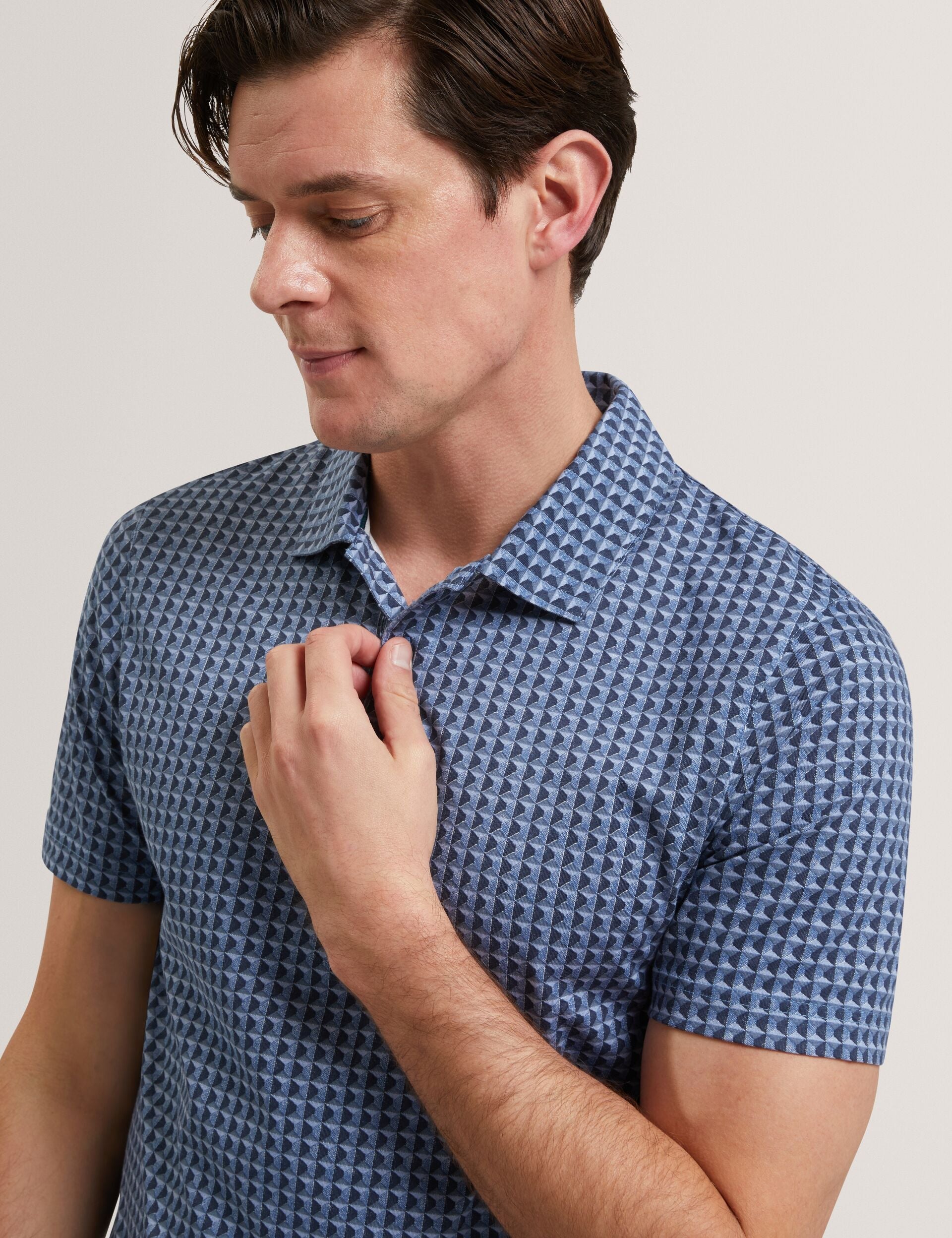 Men ZUMURUD Tile Print Cotton Short Sleeve Shirt - Ted Baker
